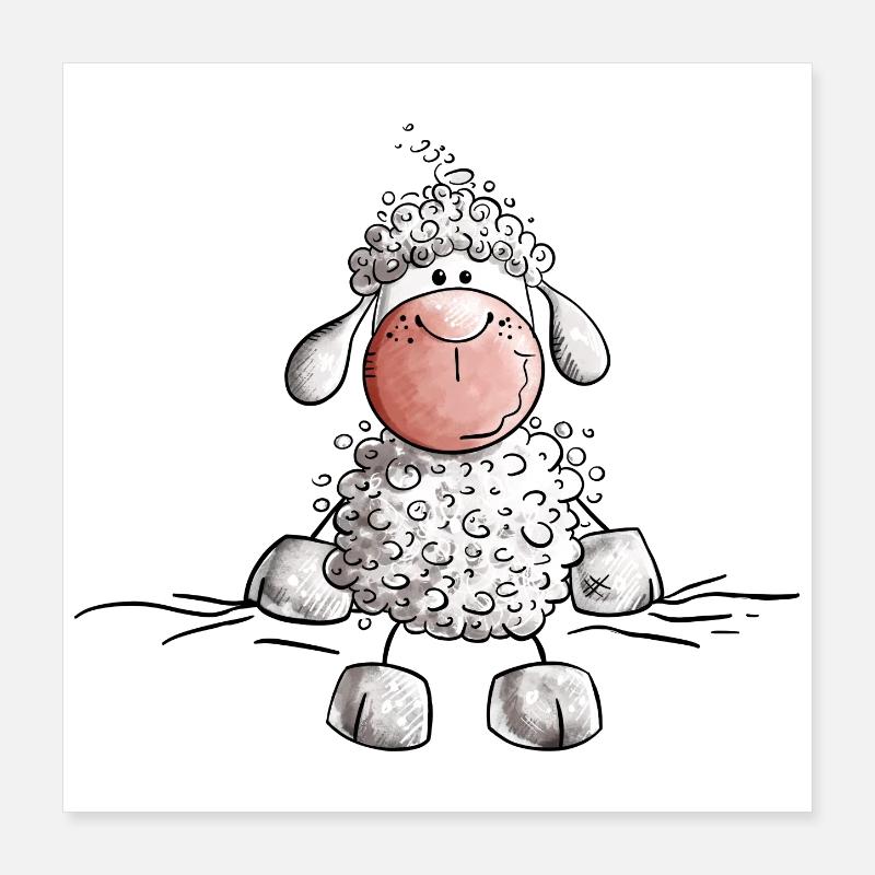 Petits moutons I Drôle de mouton Je m’amuse Poster 40 x 40 cm
