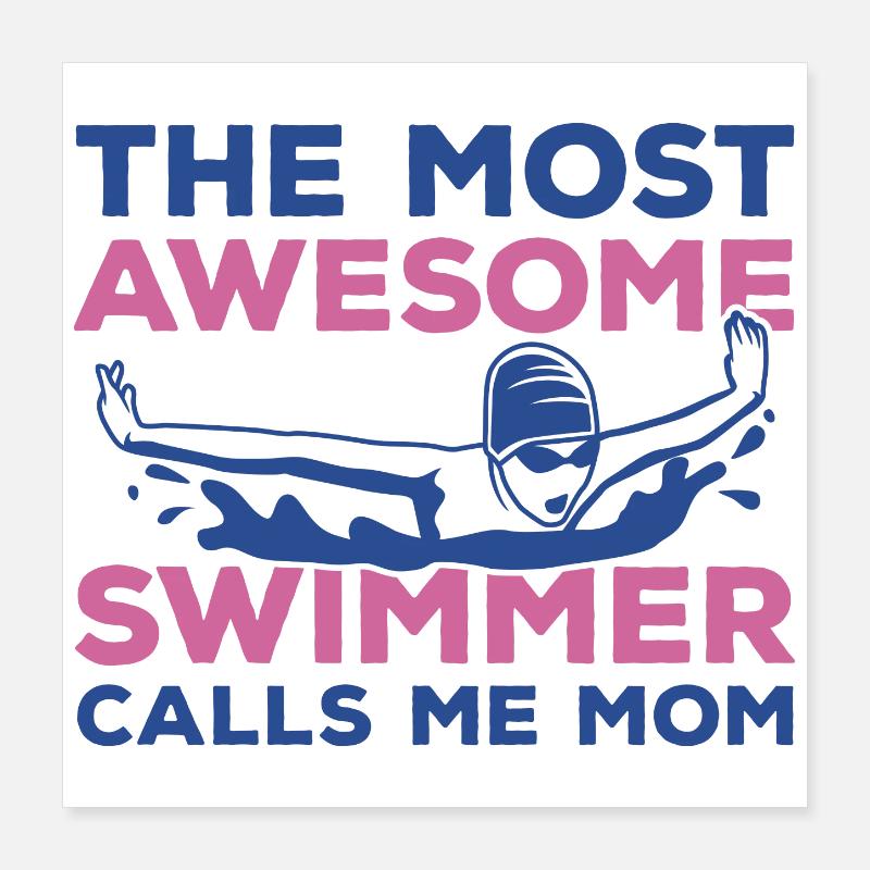 Mère nageuse Poster 40 x 40 cm