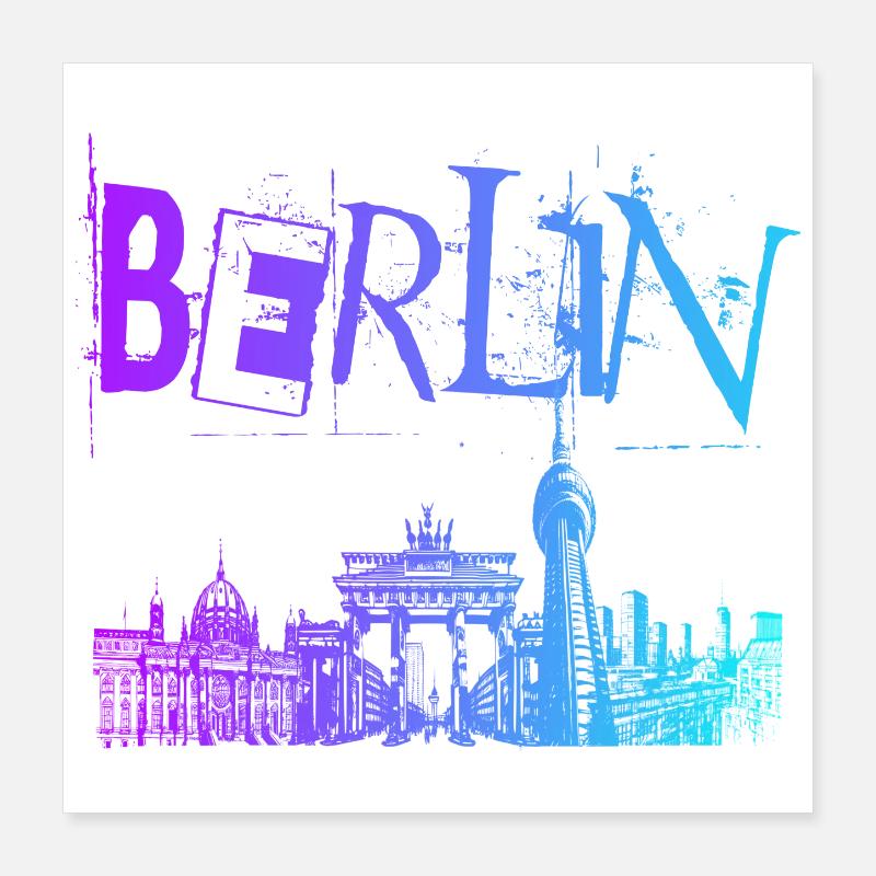 Berlin Skyline Panorama Poster 40 x 40 cm
