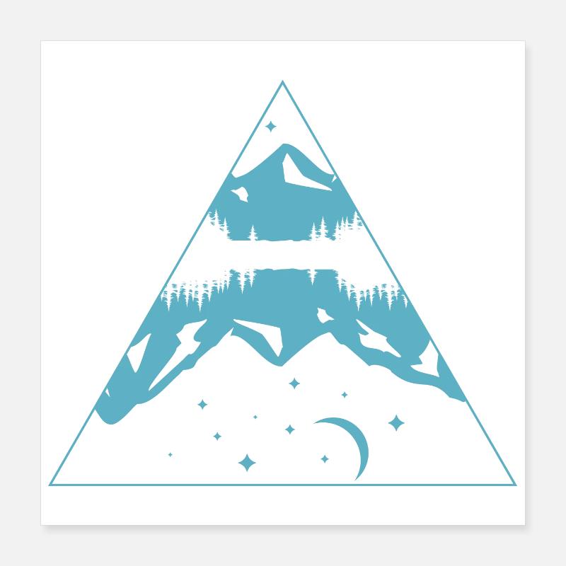 Outdoors and Nature Mountains Moon Lake Triangle Poster 16" x 16" (40x40 cm)