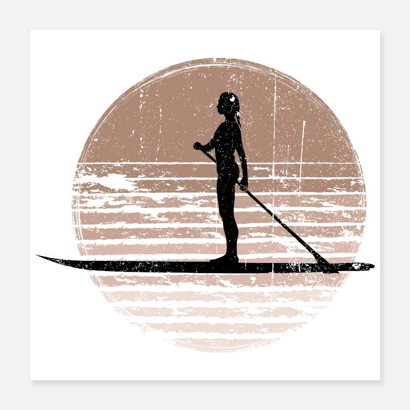 Sunset Paddleboard Silhouette Poster 40x40 cm
