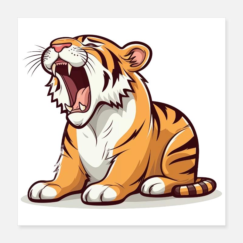 Müder Tiger Poster 40x40 cm