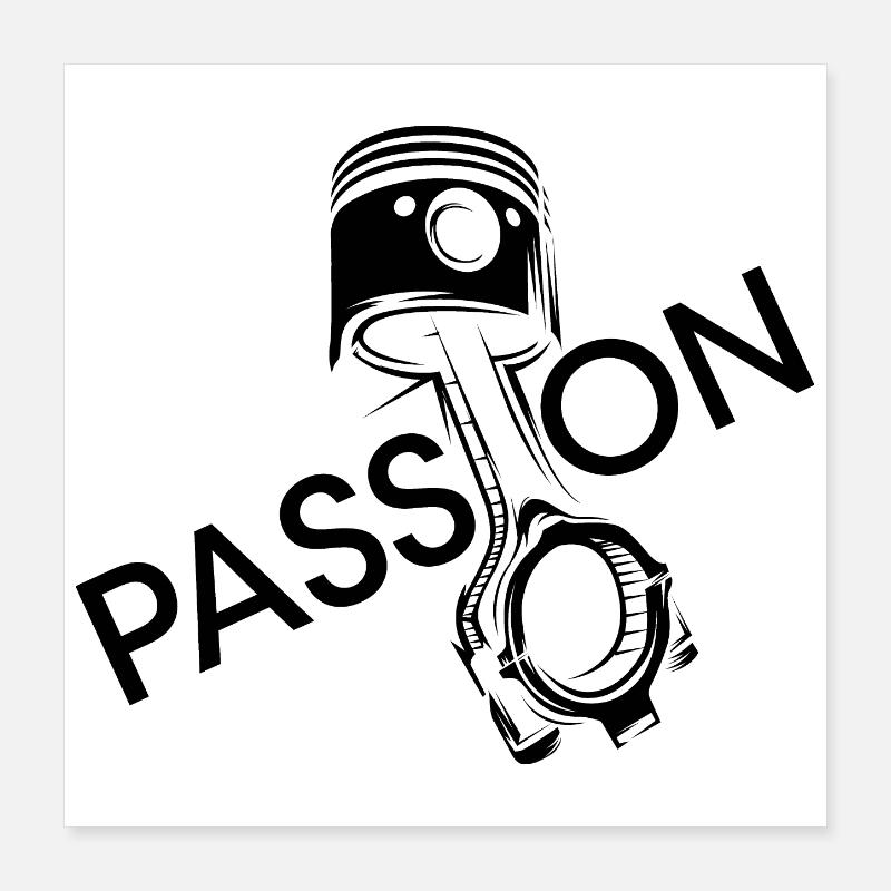 Passion Piston Tuning Cars Illustration Icon Poster 16" x 16" (40x40 cm)
