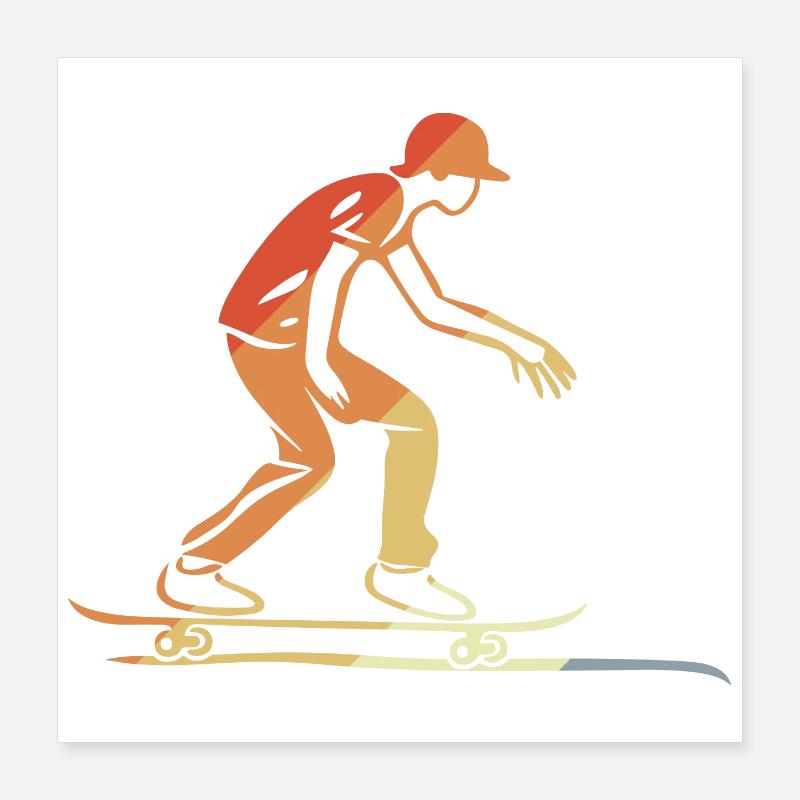 Skateboarder Graphique Rétro Poster 40 x 40 cm