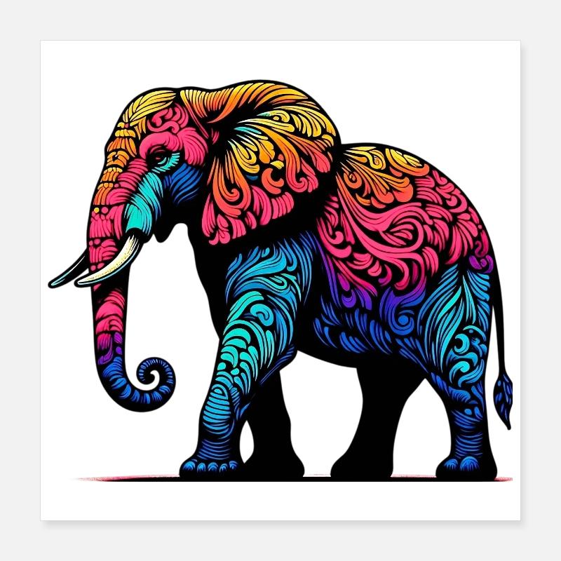 Éléphant Poster 40 x 40 cm