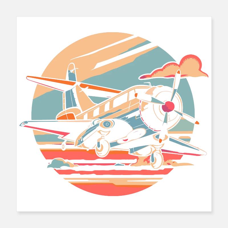 Propeller Plane Portrait Poster 16" x 16" (40x40 cm)