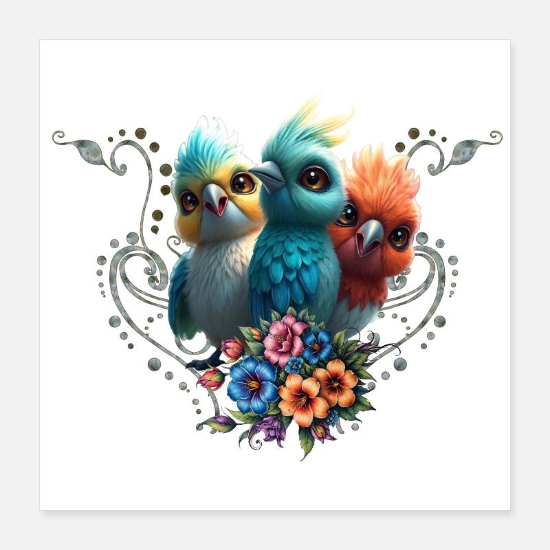 Die Happy Bird Gang Poster 40x40 cm
