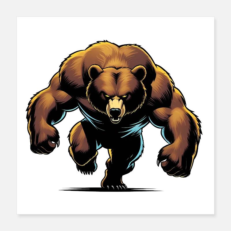 Ours musclé Poster 40 x 40 cm