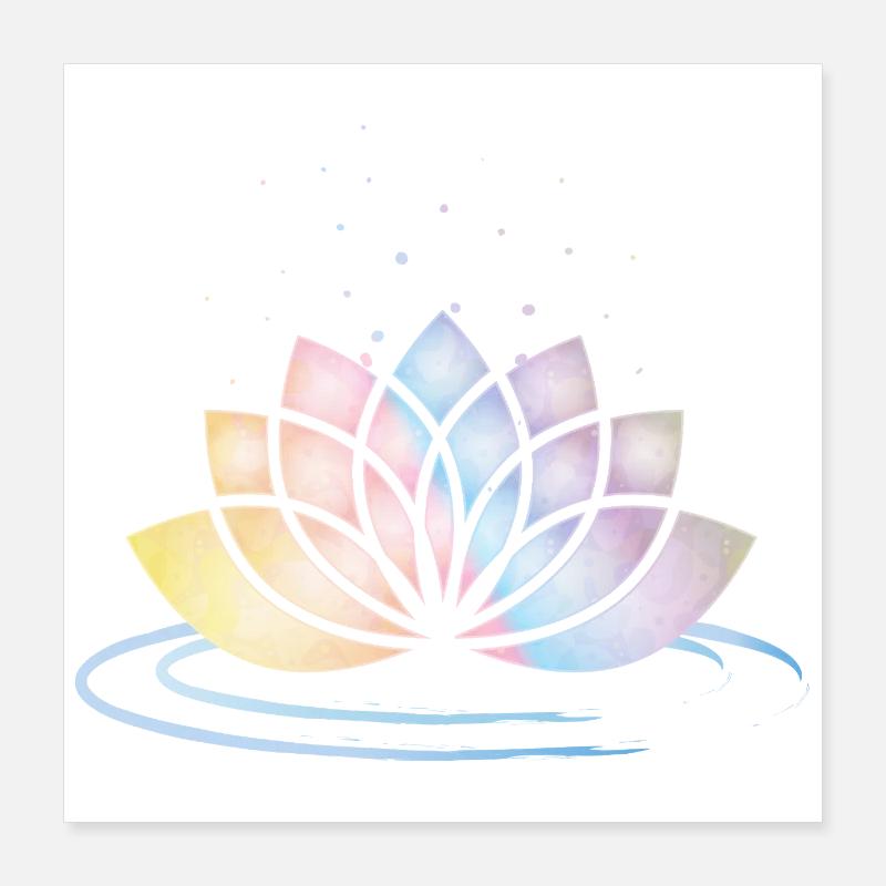 Symbole de fleur pastel stylisé avec de l’eau Poster 40 x 40 cm