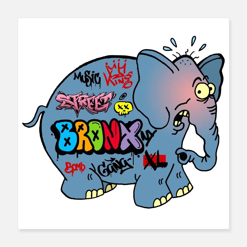 éléphant tagué Poster 40 x 40 cm