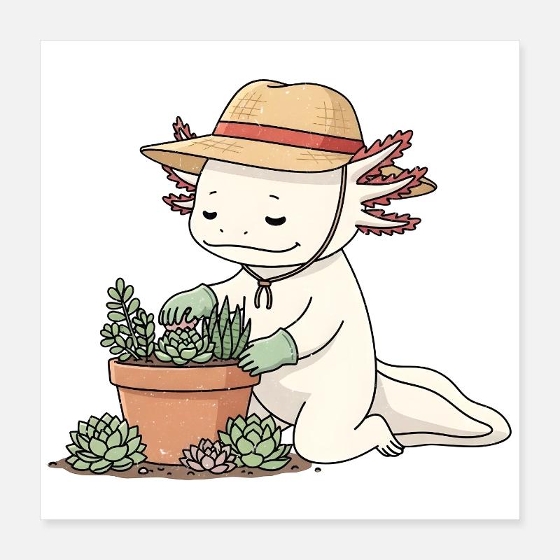 Jardinier Axolotl Poster 40 x 40 cm