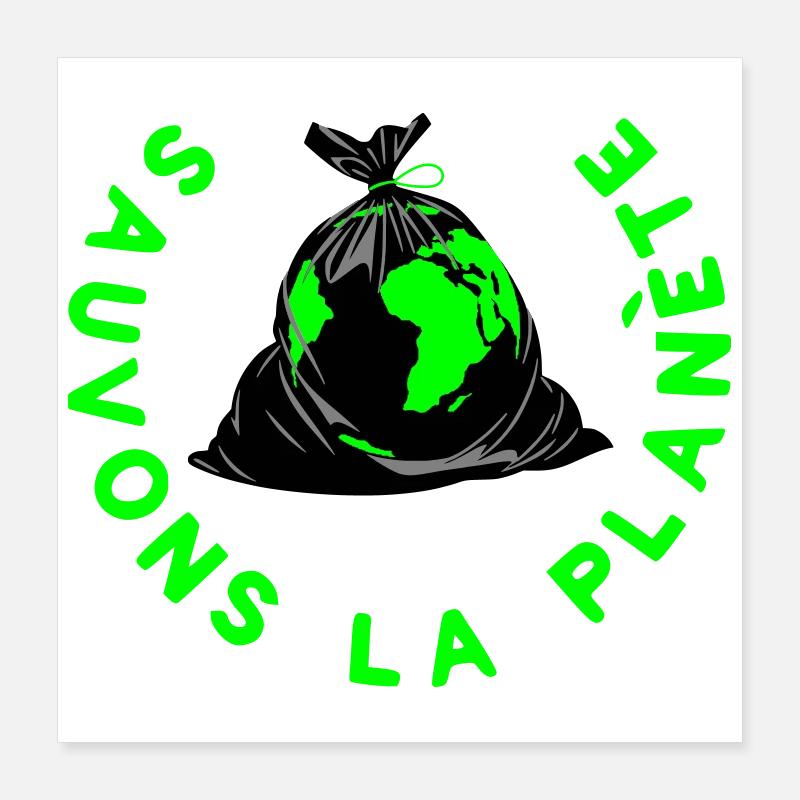 Rette den Planeten - Poster 40x40 cm - Weiß