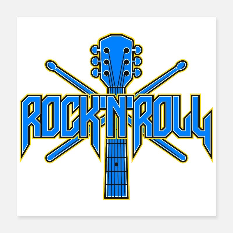 Rock & Roll Guitar Emblem Poster 16" x 16" (40x40 cm)