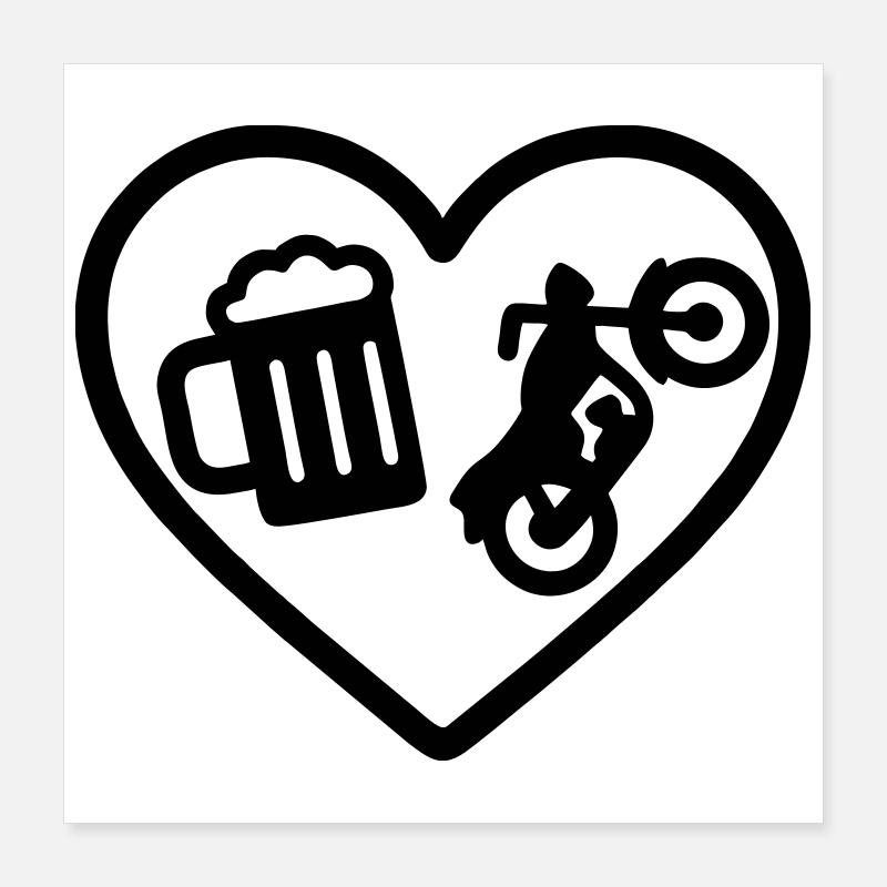 Cuore Moto Birra Poster 40 x 40 cm