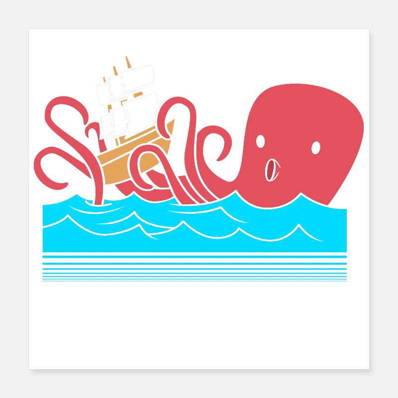 Octopus Octopus Octopus Octopus Squid Poster 16" x 16" (40x40 cm)
