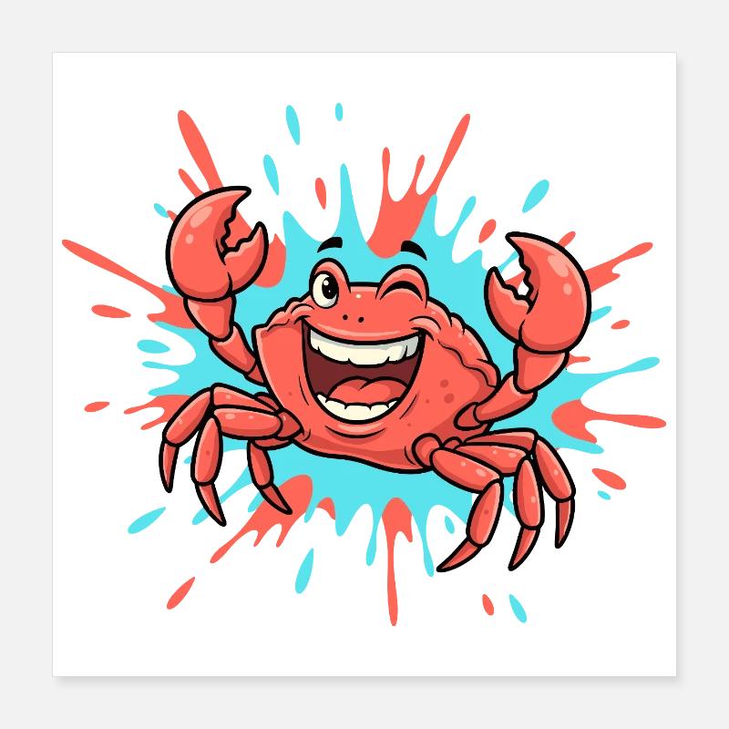 Laughing Crab Color Splash Poster 16" x 16" (40x40 cm)