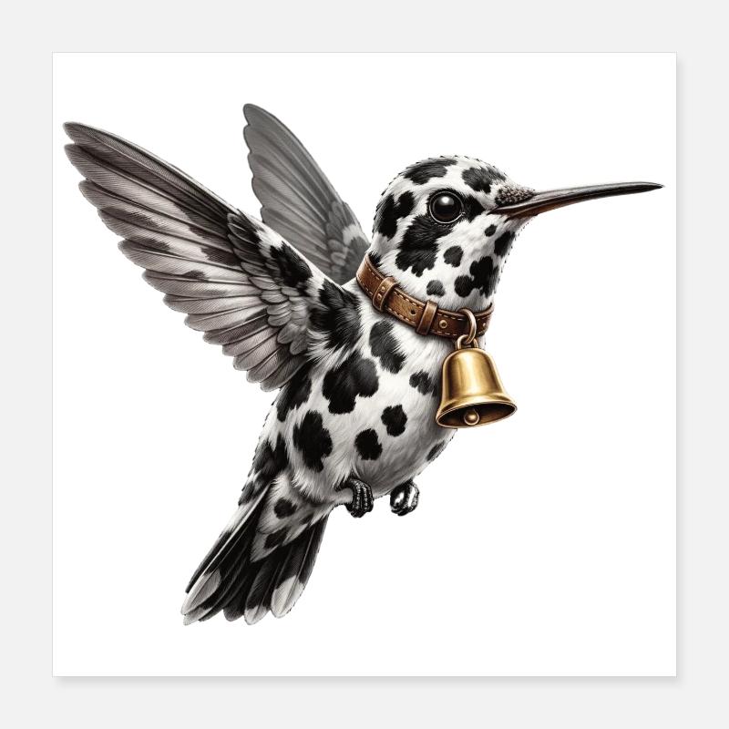 Funny Mixed Hummingbird Cow Pattern Poster 16" x 16" (40x40 cm)