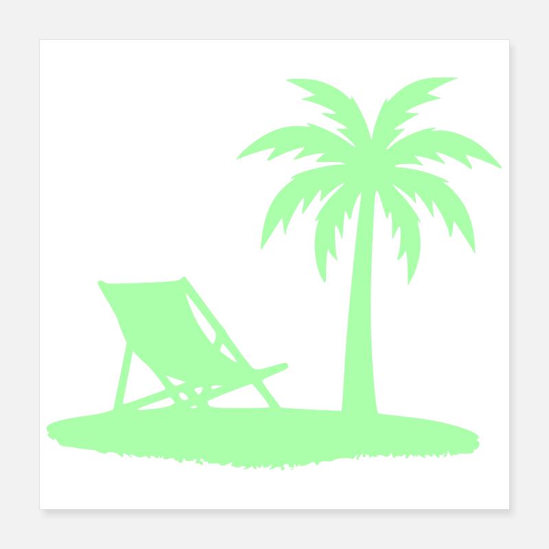 Palm Tree Deck Chair Beach Vector Poster 16" x 16" (40x40 cm)