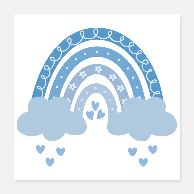 Regenbogen blau Poster 40x40 cm