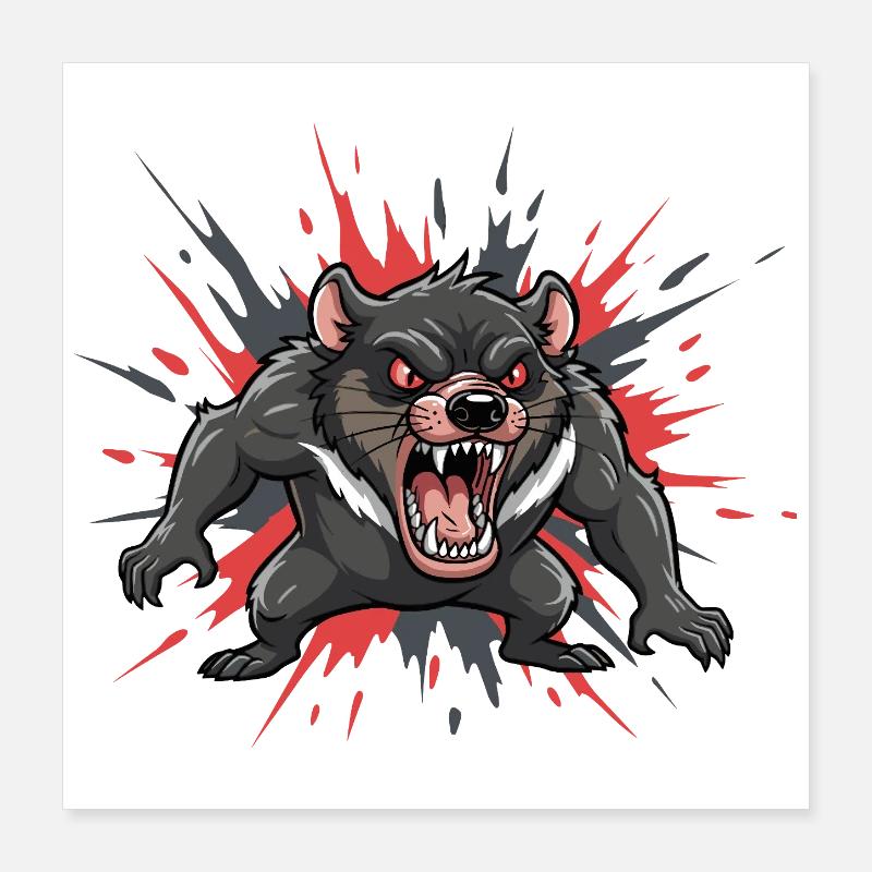 Tasmanischer Teufel im Comicstil Poster 40x40 cm