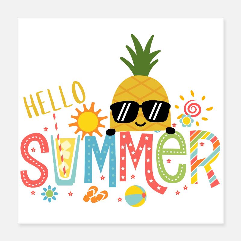 Pineapple Sun Bright Summer Poster 16" x 16" (40x40 cm)