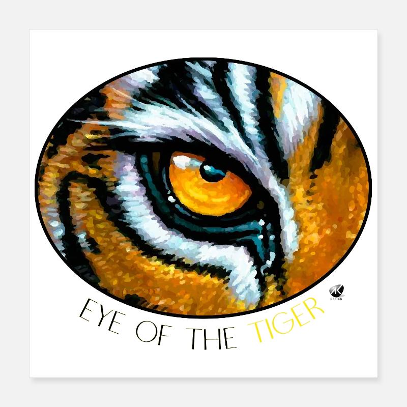 Illustration de l’œil du tigre dans un ovale Poster 40 x 40 cm