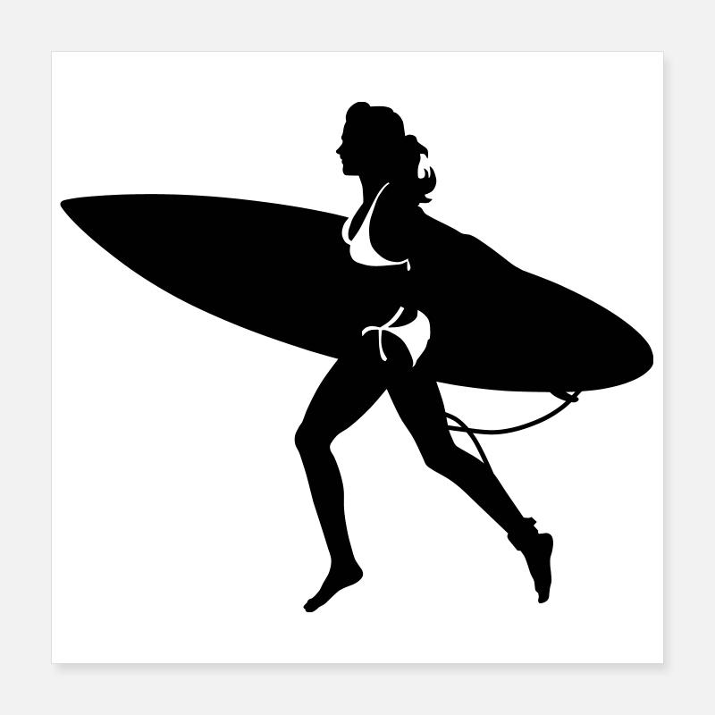 Surfing girl Poster 40x40 cm