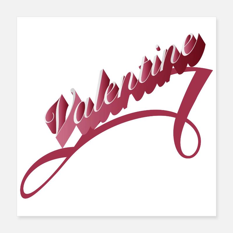 typographie romantique de la Saint-Valentin dans les tons de rouge Poster 40 x 40 cm