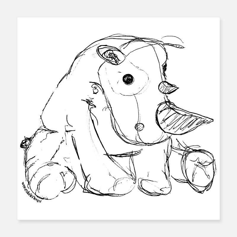 Nashorn Poster 40x40 cm
