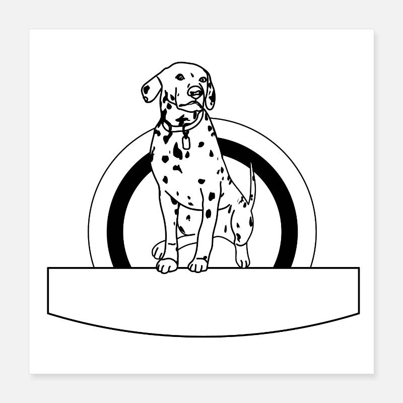 Dalmatiens dans un cercle avec champ d’écriture Poster 40 x 40 cm