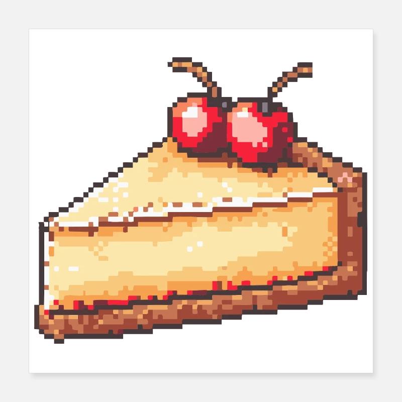 Pixel Cheesecake Cherry Slice Poster 16" x 16" (40x40 cm)