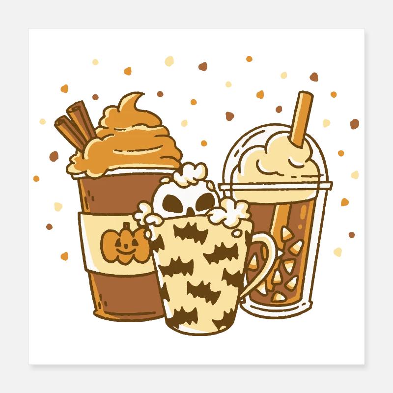 Automne Pumpkin Latte Spice Boissons de saison Poster 40 x 40 cm
