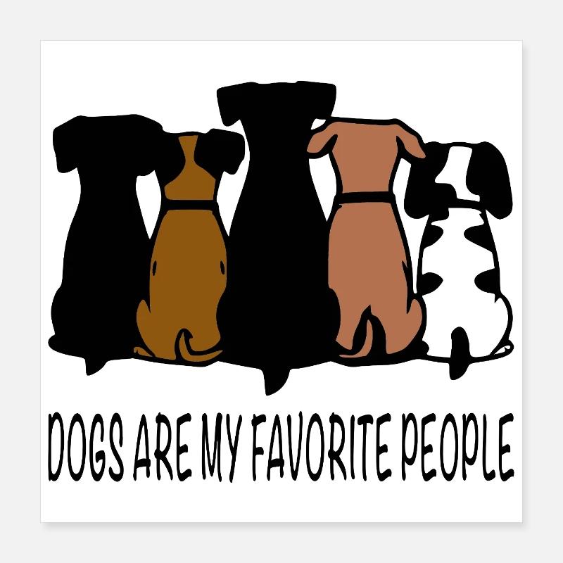 Quatre silhouettes canines en teinte Poster 40 x 40 cm