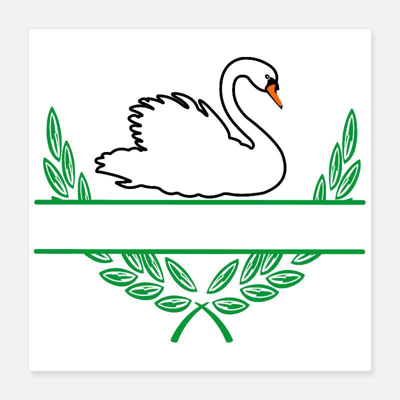 Swan Laurel Wreath with Namespace Poster 16" x 16" (40x40 cm)