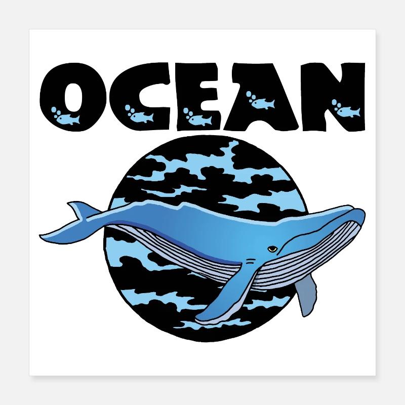 Baleine et océan Poster 40 x 40 cm