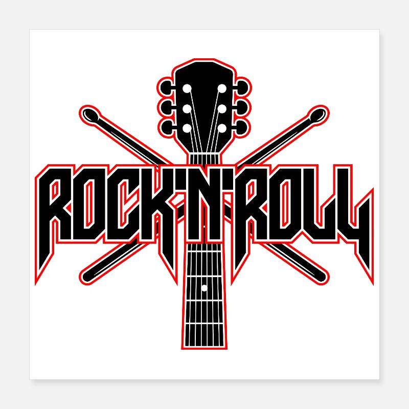 Rock 'N' Roll Guitar and Drumsticks Poster 16" x 16" (40x40 cm)