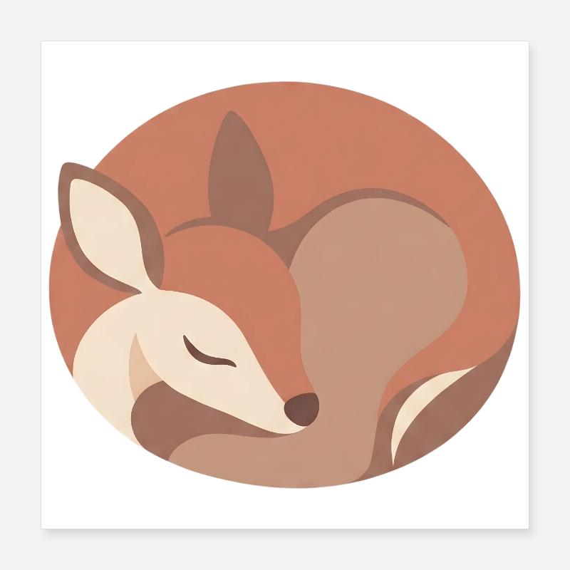 Sleeping Fox in Soft Palette Poster 16" x 16" (40x40 cm)