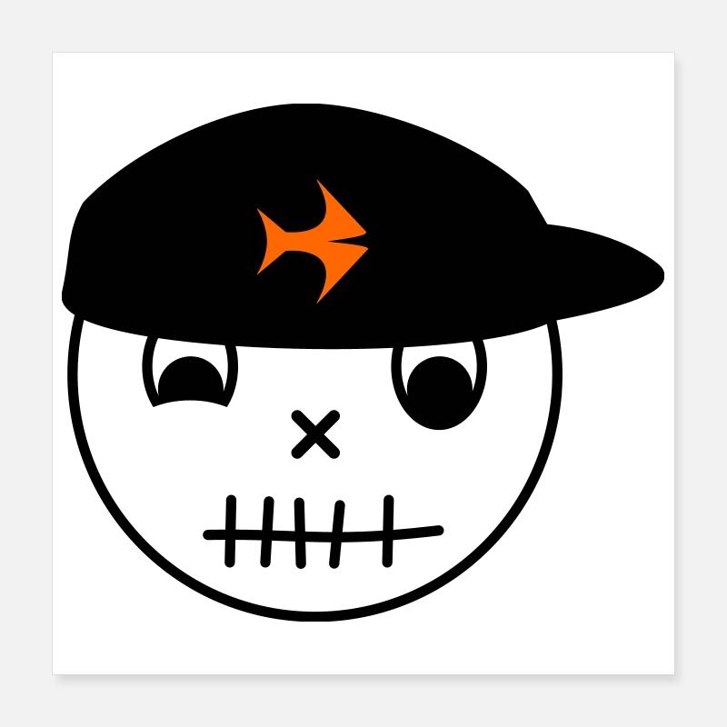 Smiley with fish cap Poster 16" x 16" (40x40 cm)