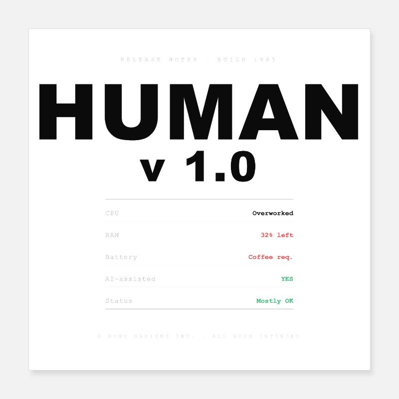 HUMAN V1.0 SPECS Poster 16" x 16" (40x40 cm)