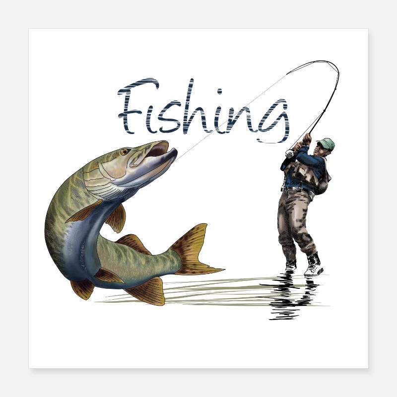 Fishing Poster 16" x 16" (40x40 cm)