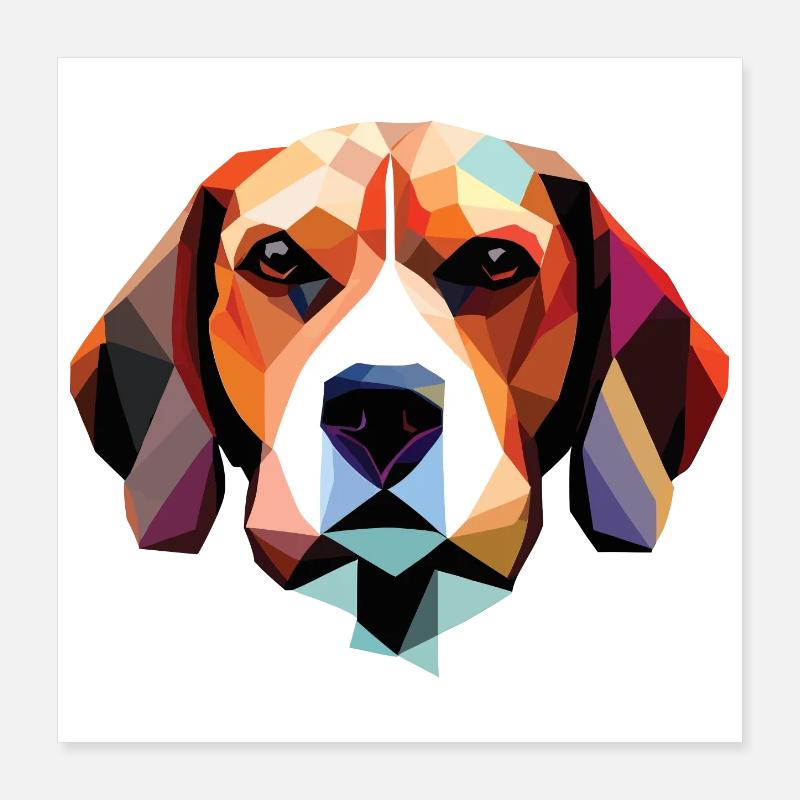 Polygone de chien beagle Poster 40 x 40 cm