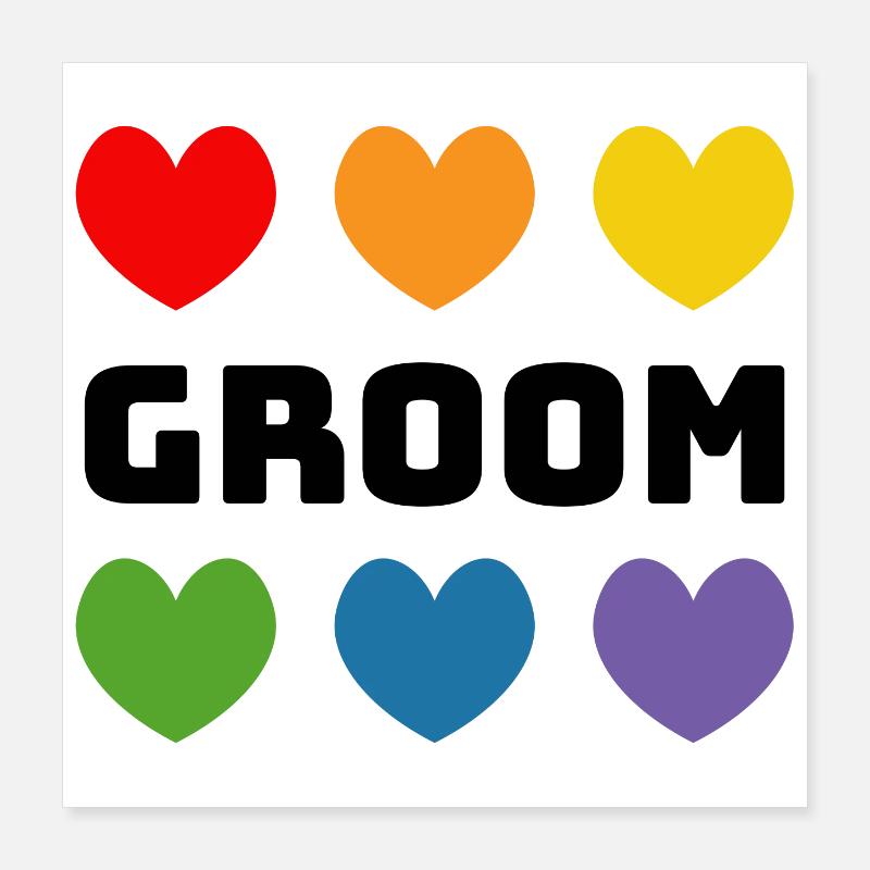 Regenbogenherzchen Groom schwarz Poster 40x40 cm
