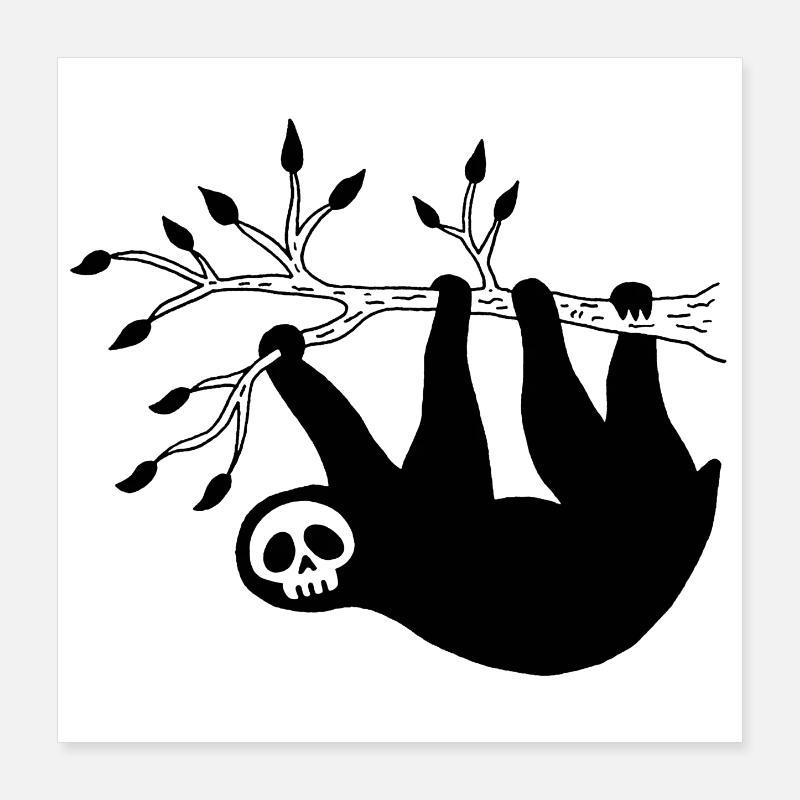 Schwarzer Faultierschädel Poster 40x40 cm