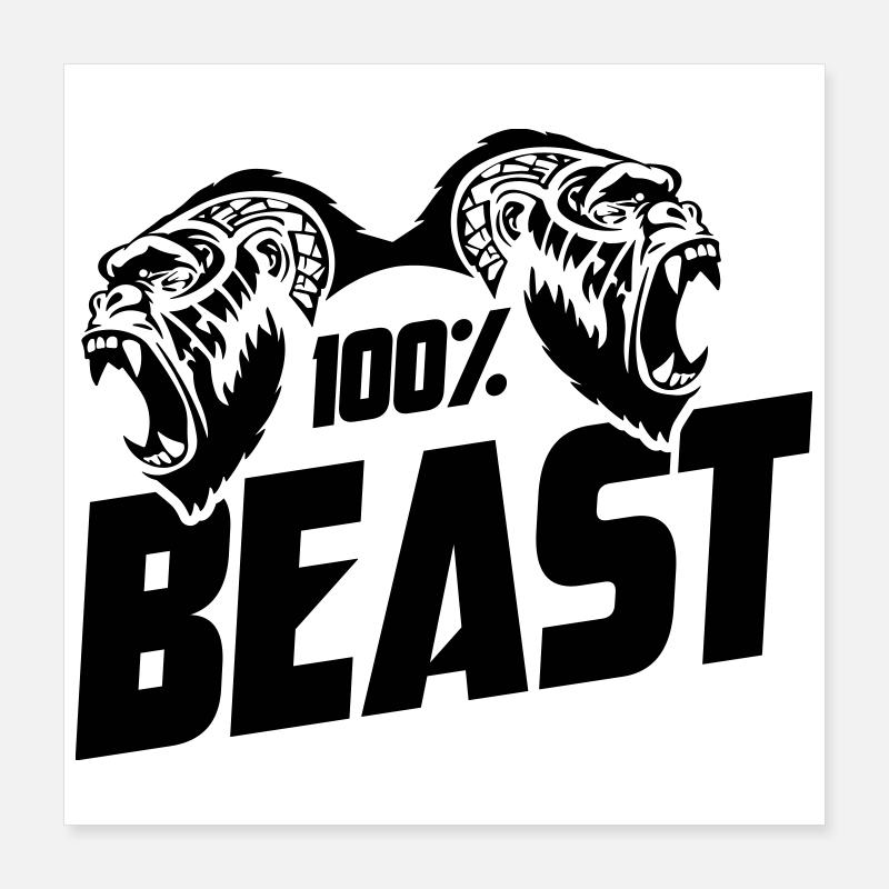 Gorilla Beast Motivation Poster 40x40 cm