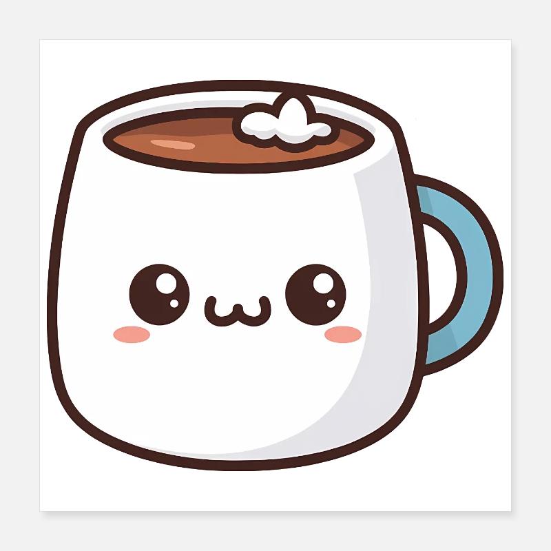 Tasse de chocolat chaud kawaii Poster 40 x 40 cm