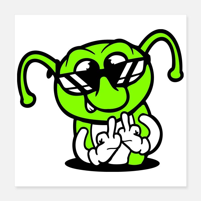 Raupe Mittelfinger Beleidigung Loch Sonnenbrille Poster 40x40 cm