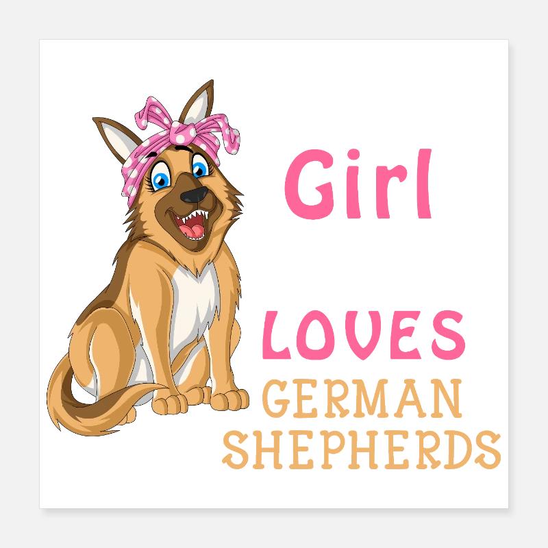 Mädchen liebt Deutschen Schäferhund Poster 40x40 cm