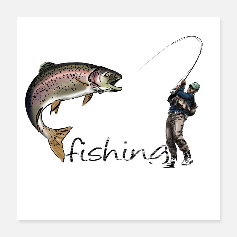 Pêche à la mouche Poster 40 x 40 cm