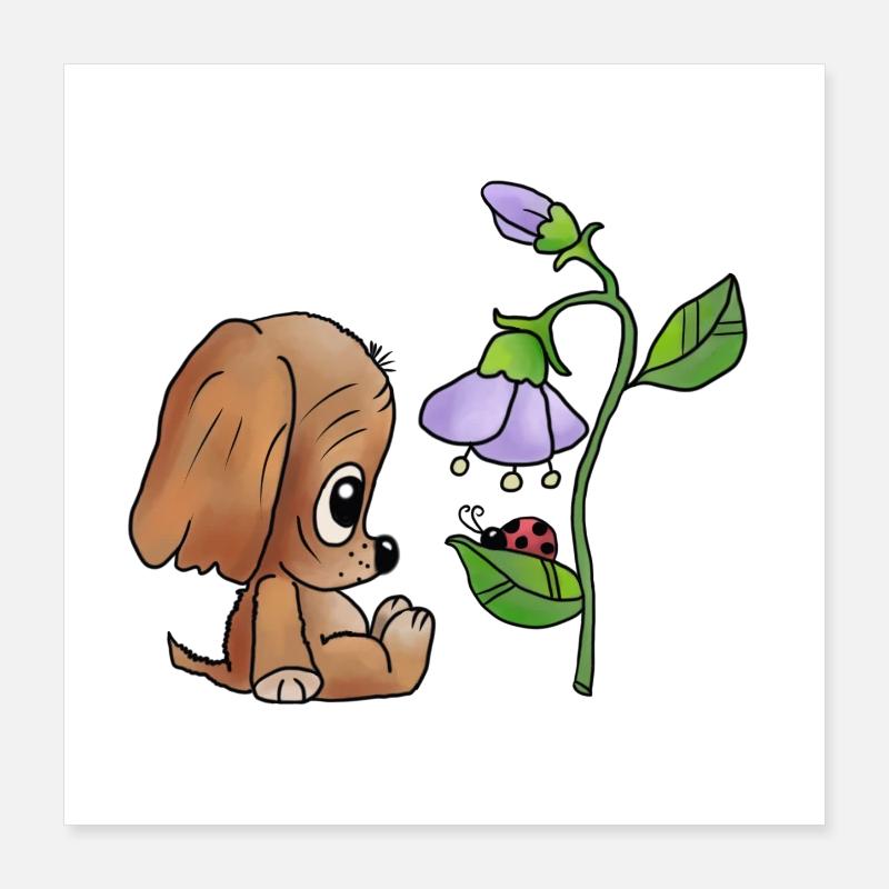 Hund_und_Blume Poster 40x40 cm