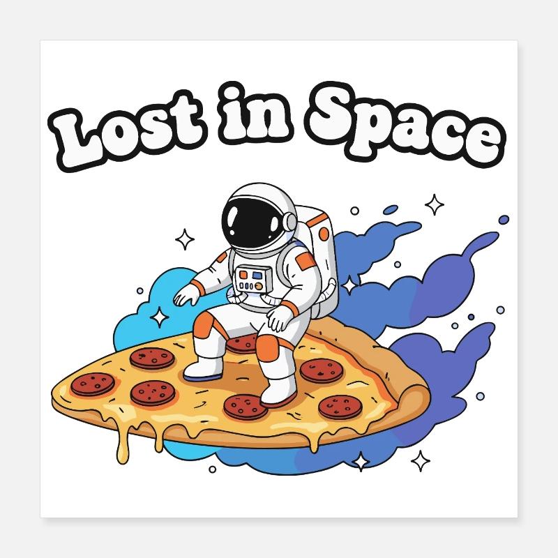 Astronaute sur une pizza dans l’espace Poster 40 x 40 cm